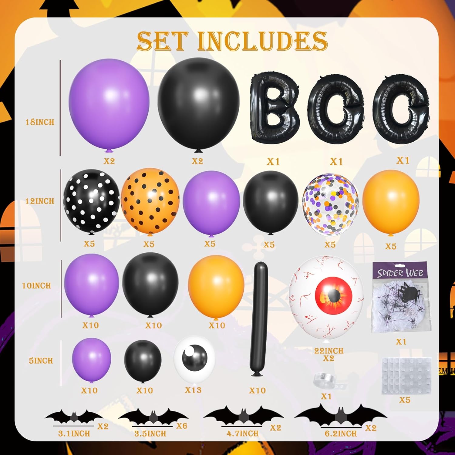 Halloween Balloon Decoration Kit with 132pcs Supplies