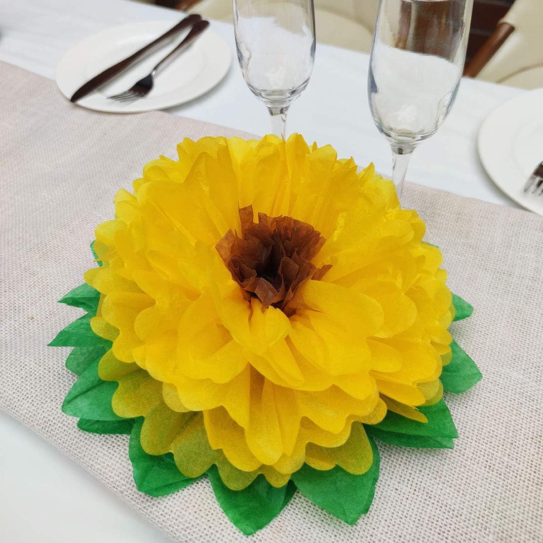 Tissue Paper Sunflowers Wall Decorations Pack of 6