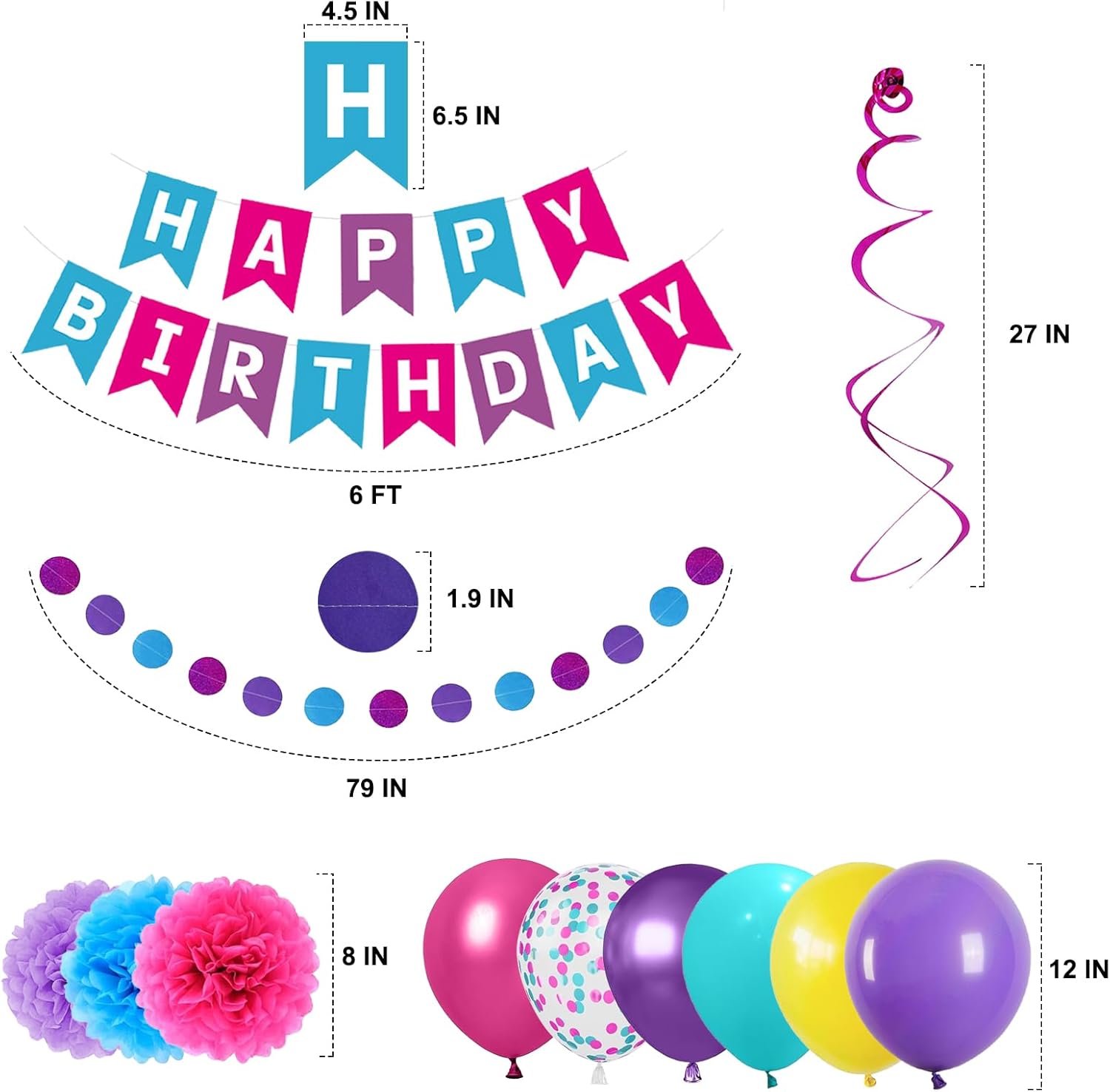LOROBA Birthday Decorations for Girls Women