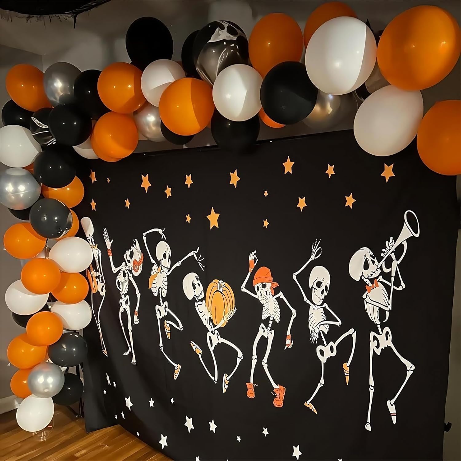 Black Orange and Silver Balloon Garland Arch Kit for Halloween