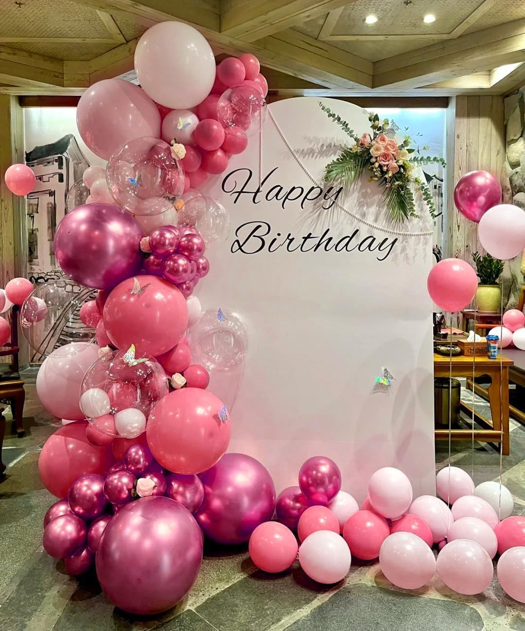 60 Pcs Hot Pink and Light Pink Balloons Set for Parties