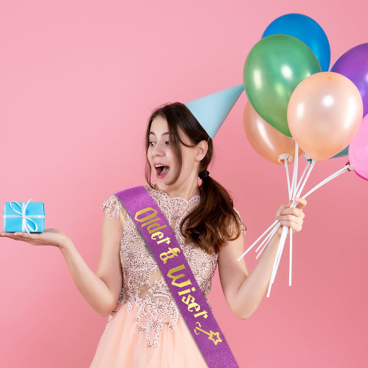 Older Wiser Birthday Sash for Women Purple