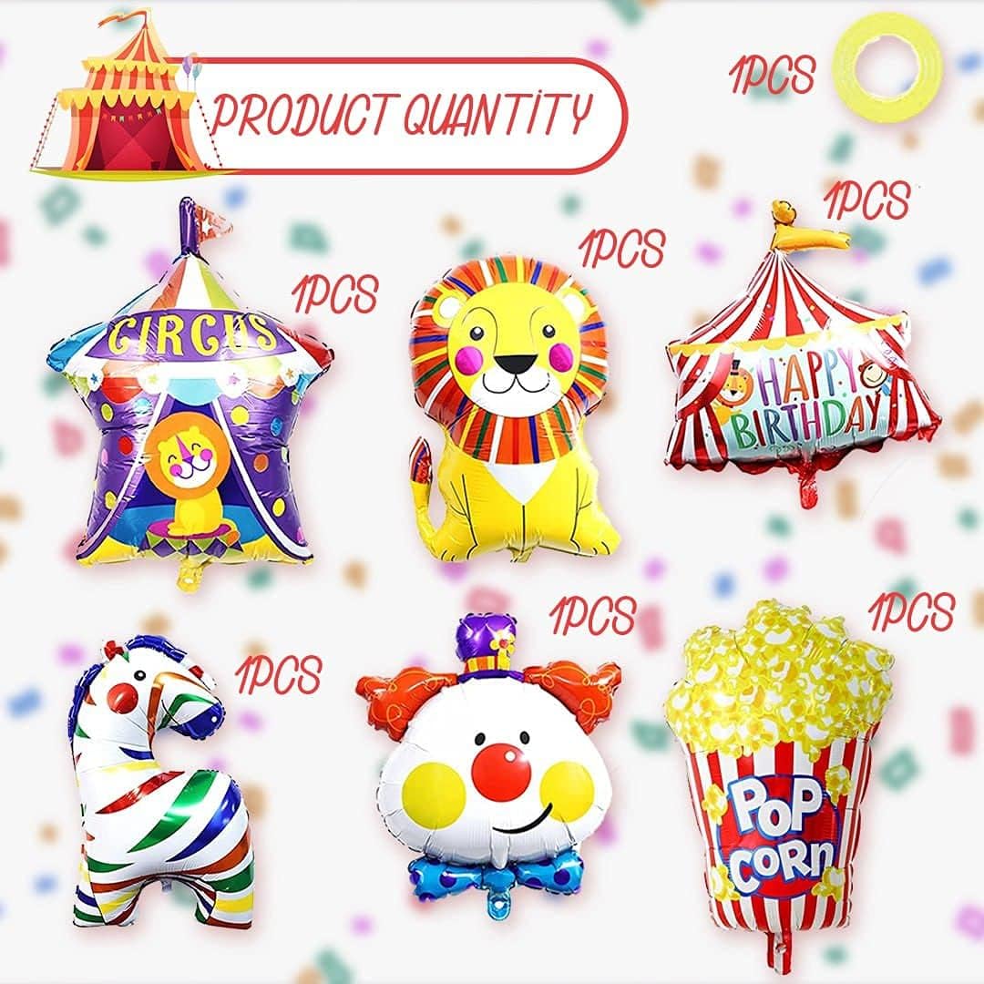 6pcs Carnival Foil Balloons Circus Party Decorations