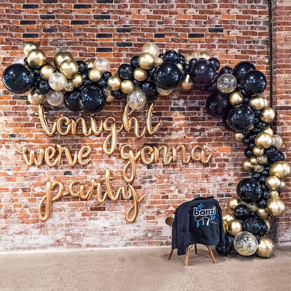 Beliueyes Black Gold Balloon Garland Arch Kit 121PCS