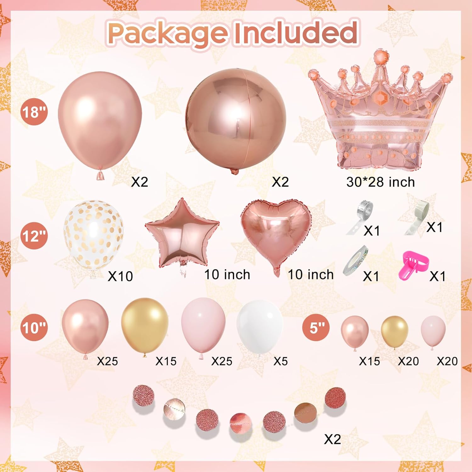 Ouddy Life Rose Gold Balloon Decor Kit 149Pcs