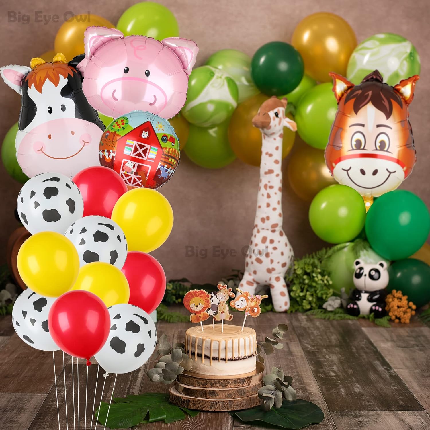 Farm Animal Balloons Set Pig Cow Horse Donkey