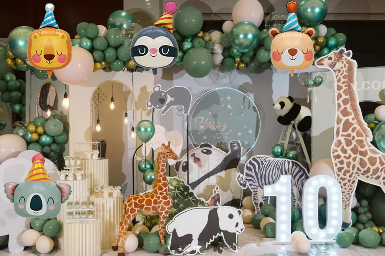Lion Bear Koala Sloth Foil Balloons 4Pcs Party Decor