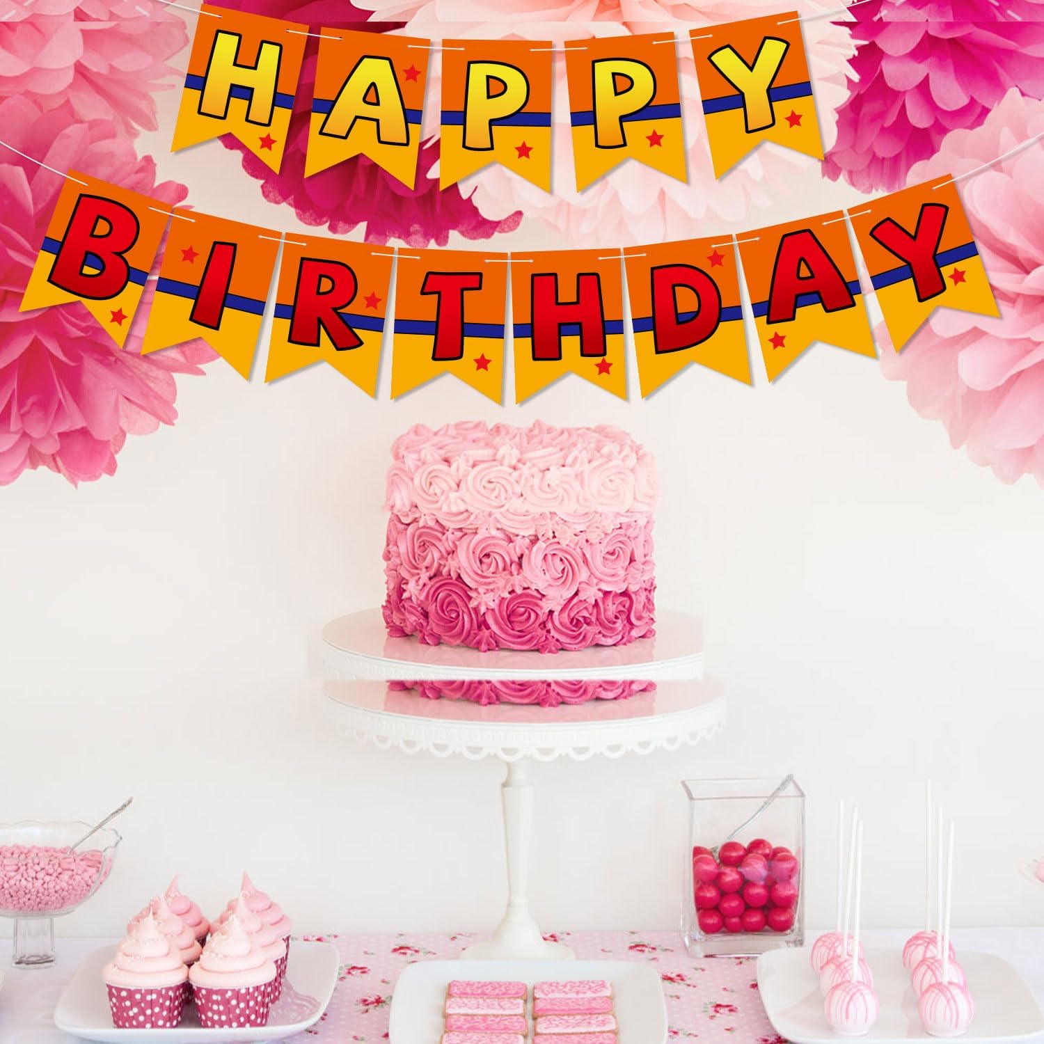 Anime Happy Birthday Banner with Swallowtail Flags