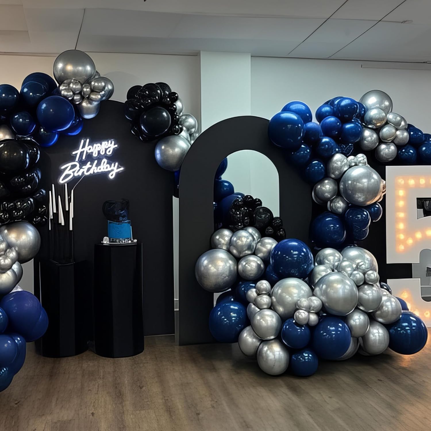 Froova 12 Inch Black Blue Silver Balloons Party Decor Set