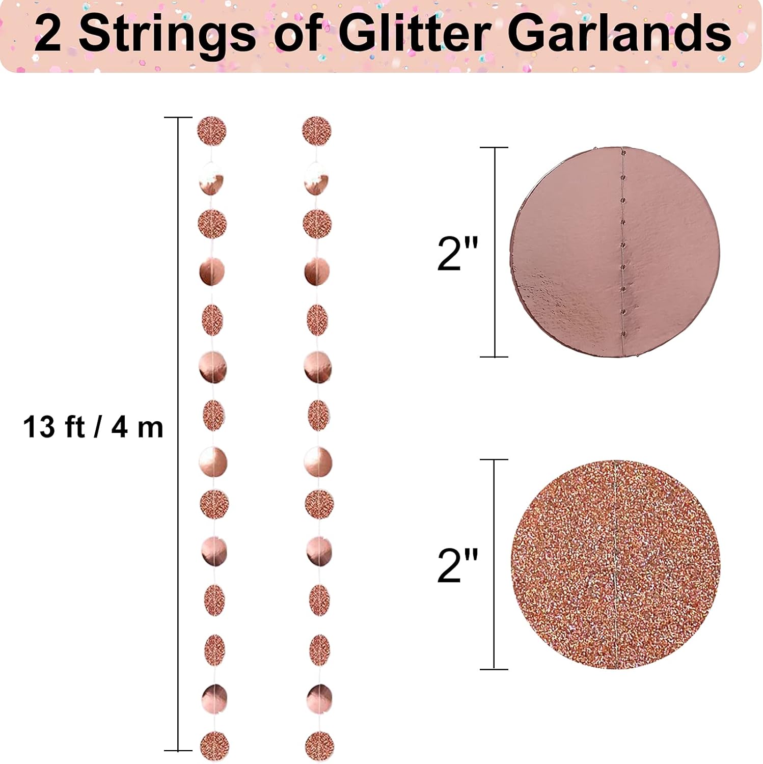 Rose Gold Party Decorations 13 Pcs Hanging Set