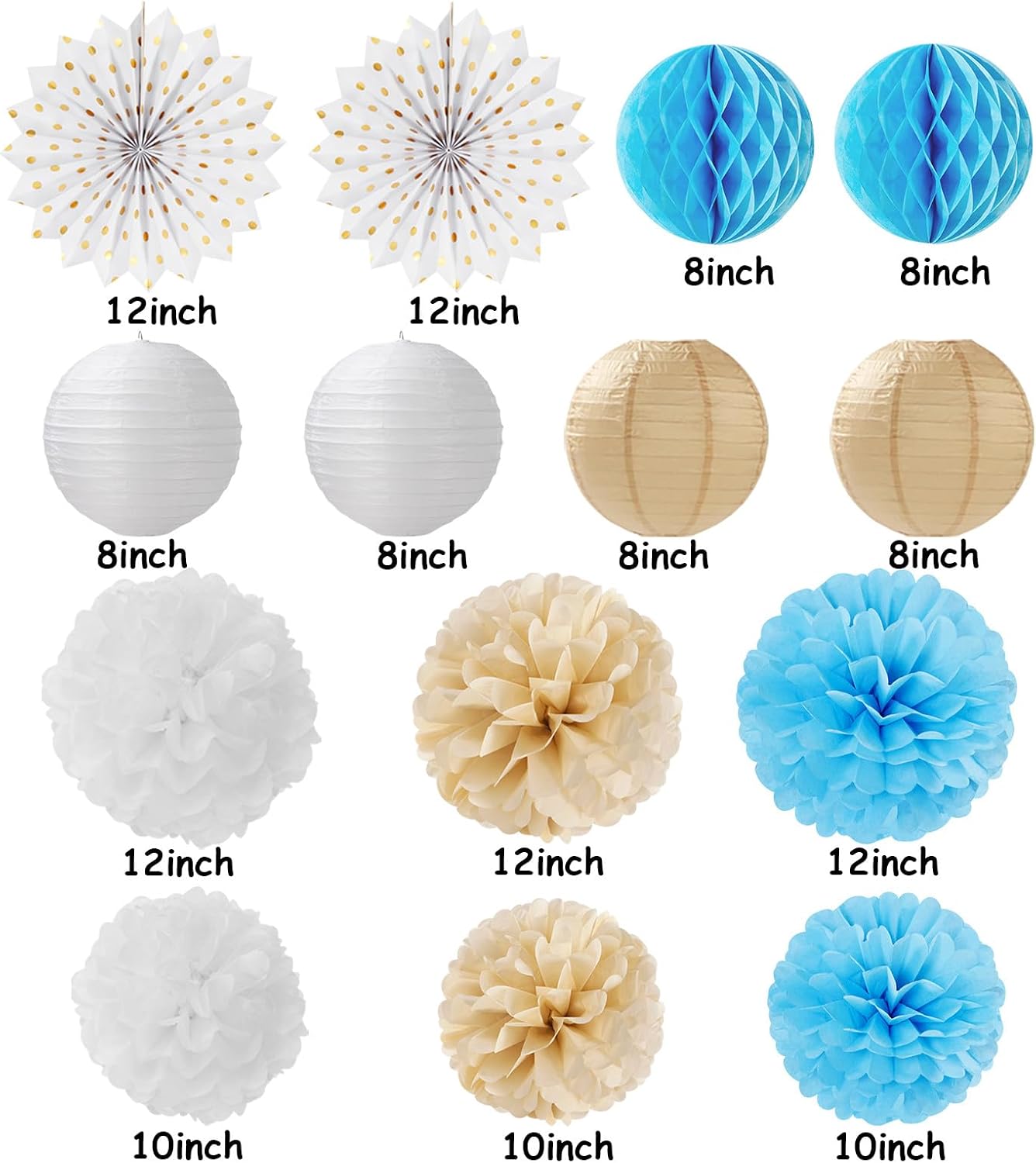 Light Blue Boho Party Decorations Streamers 14pcs