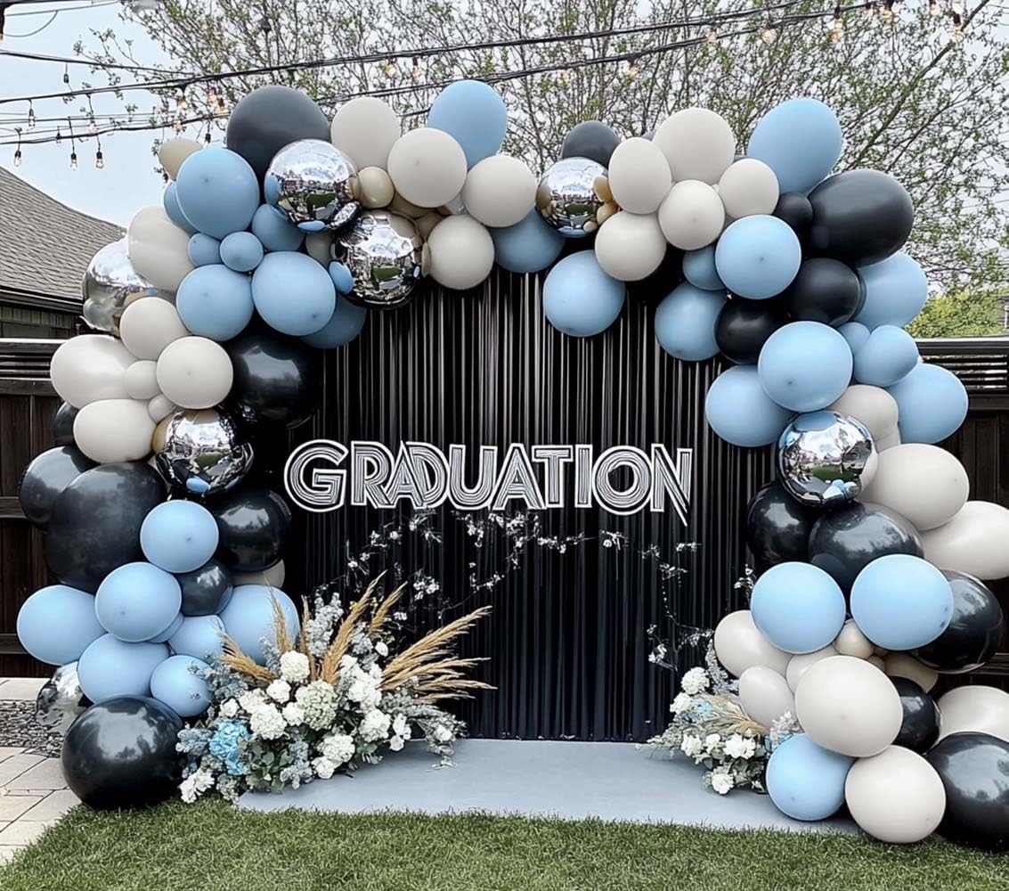 Dusty Blue Double Stuffed Balloons Set for Party Decorations
