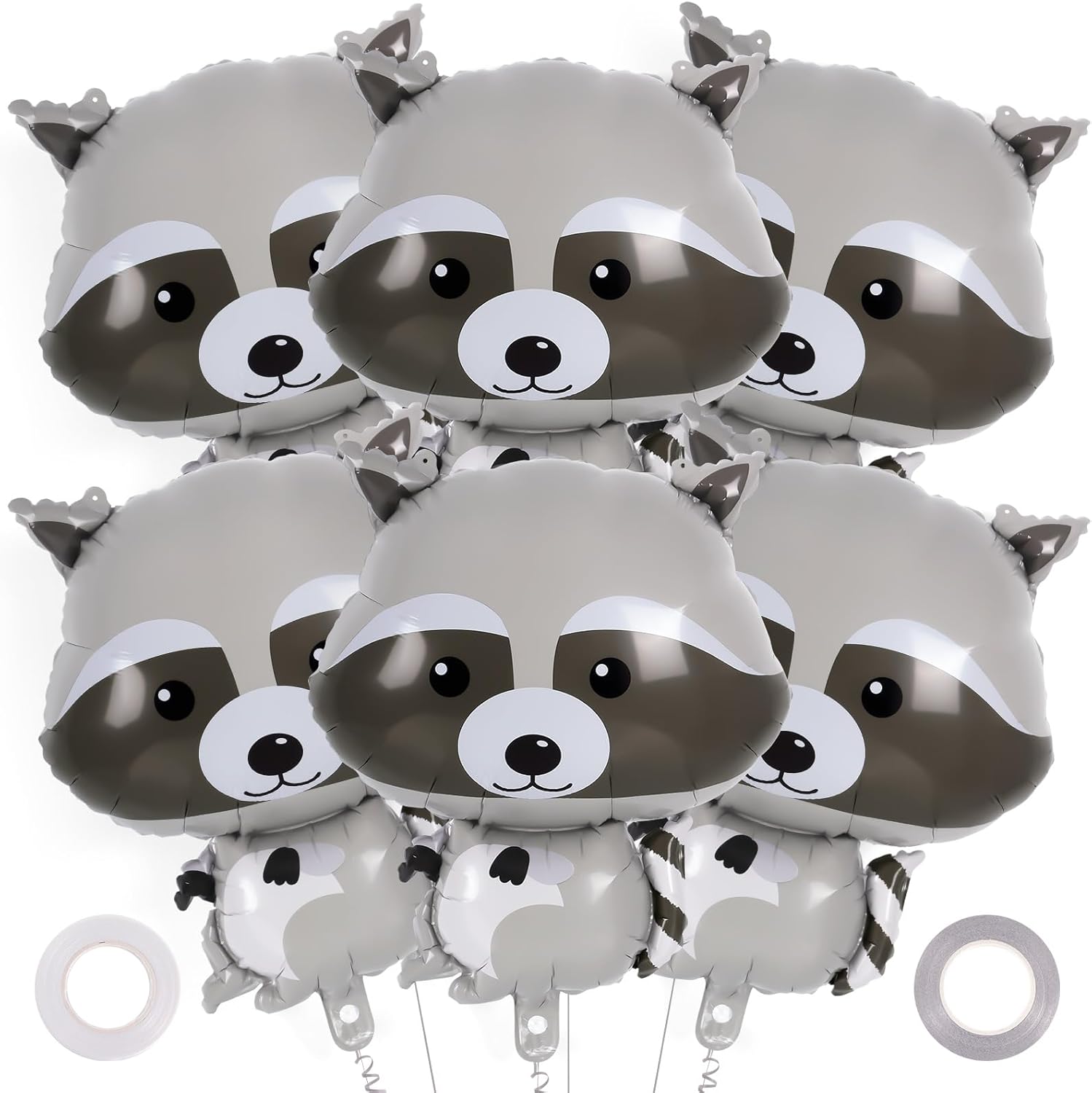 AIQINHU Raccoon Balloons 6 Pcs Foil Animal Decorations