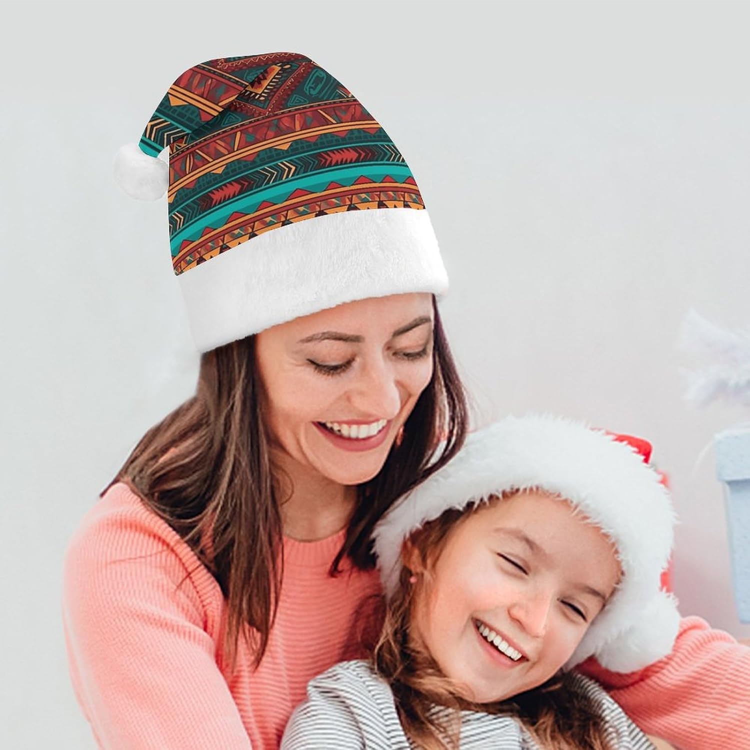 Santa Hat Ethnic Geometric Christmas Party Headwear