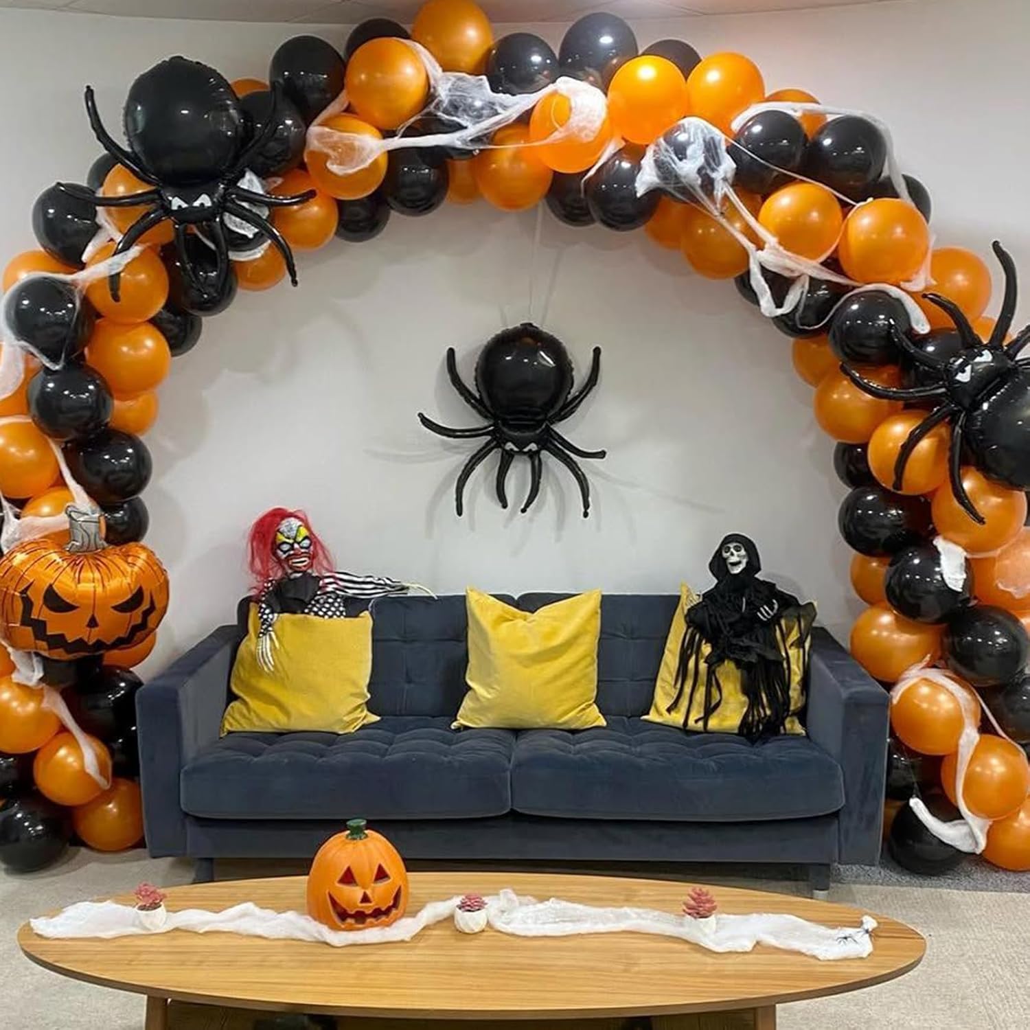 Halloween Balloons Arch Garland Kit 134pcs Orange Black Silver
