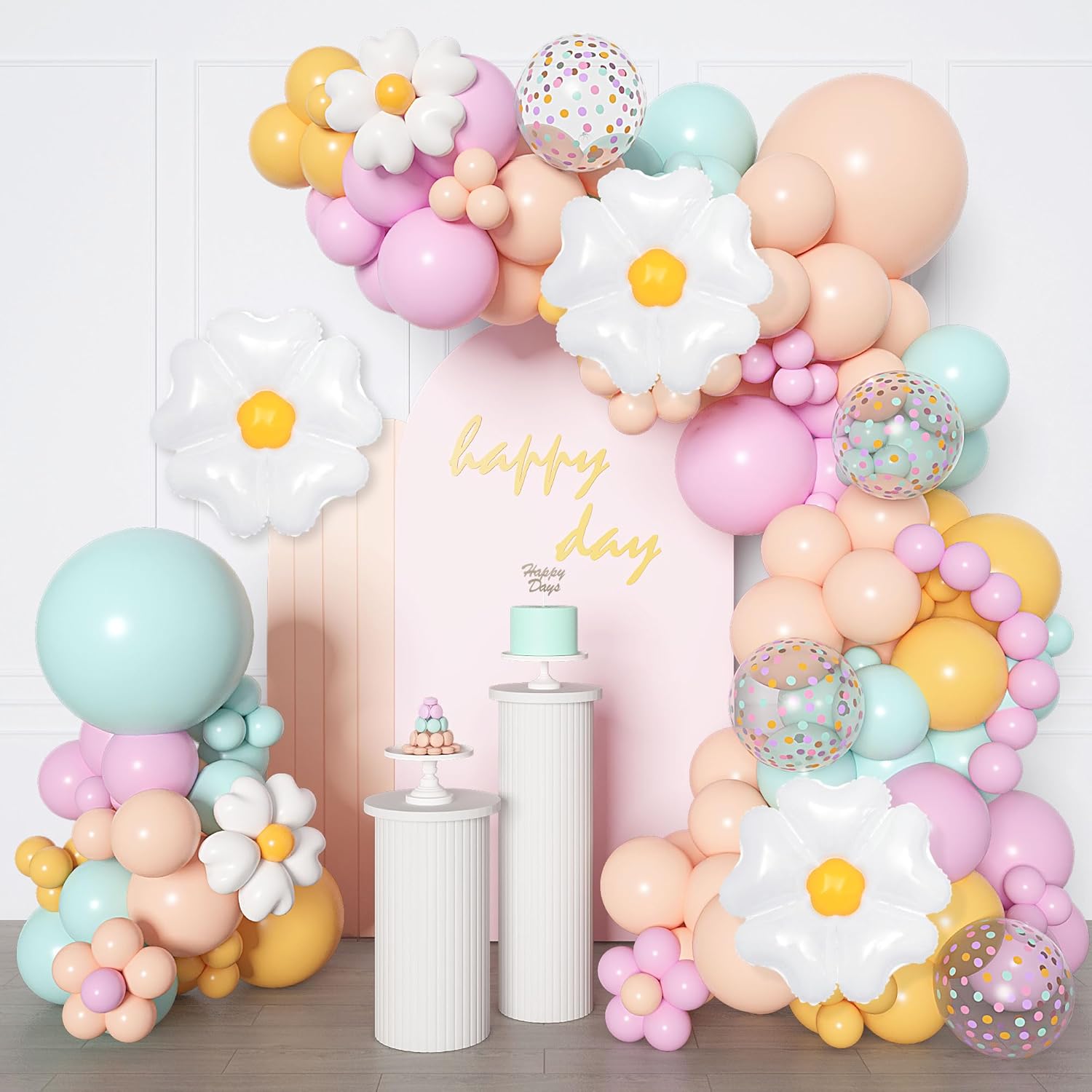 Ouddy Party 168Pcs Daisy Balloon Garland Kit