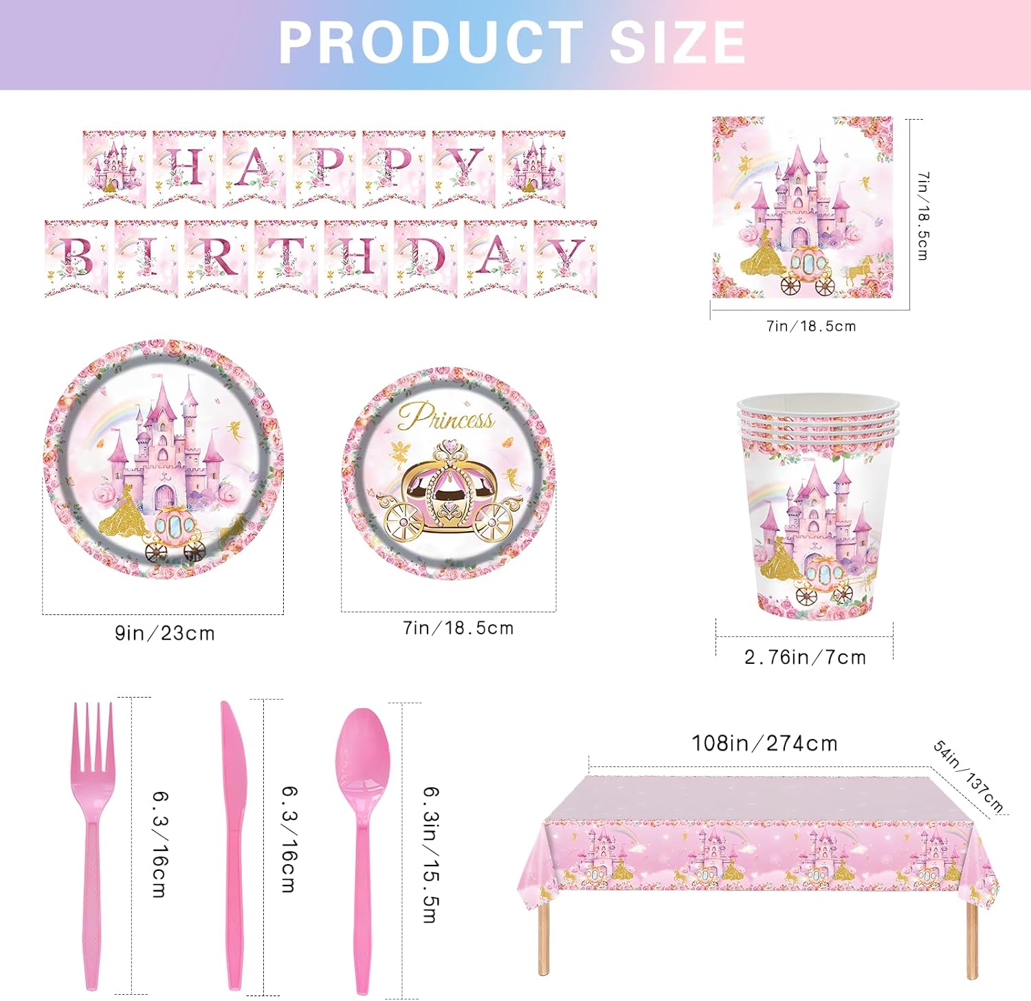 Princess Birthday Supplies Set for Kids
