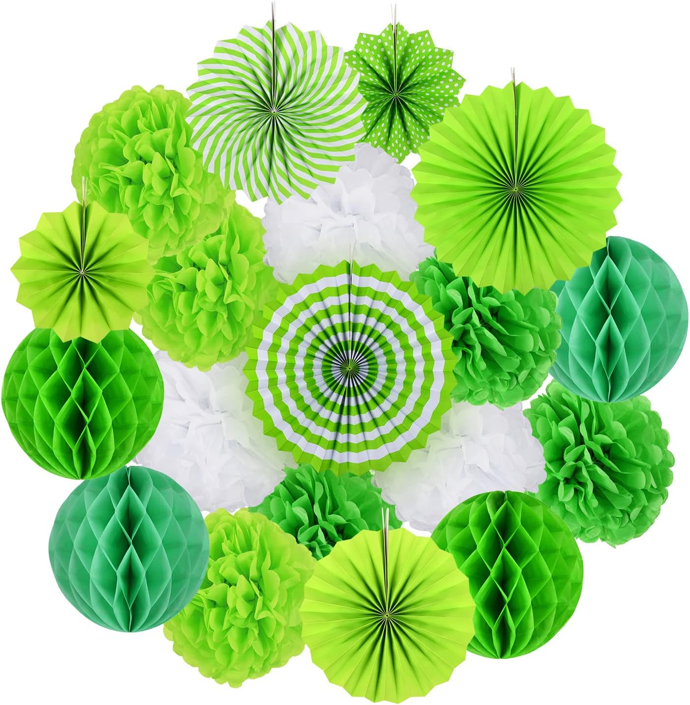 Koboome Party Hanging Paper Fan Set Green