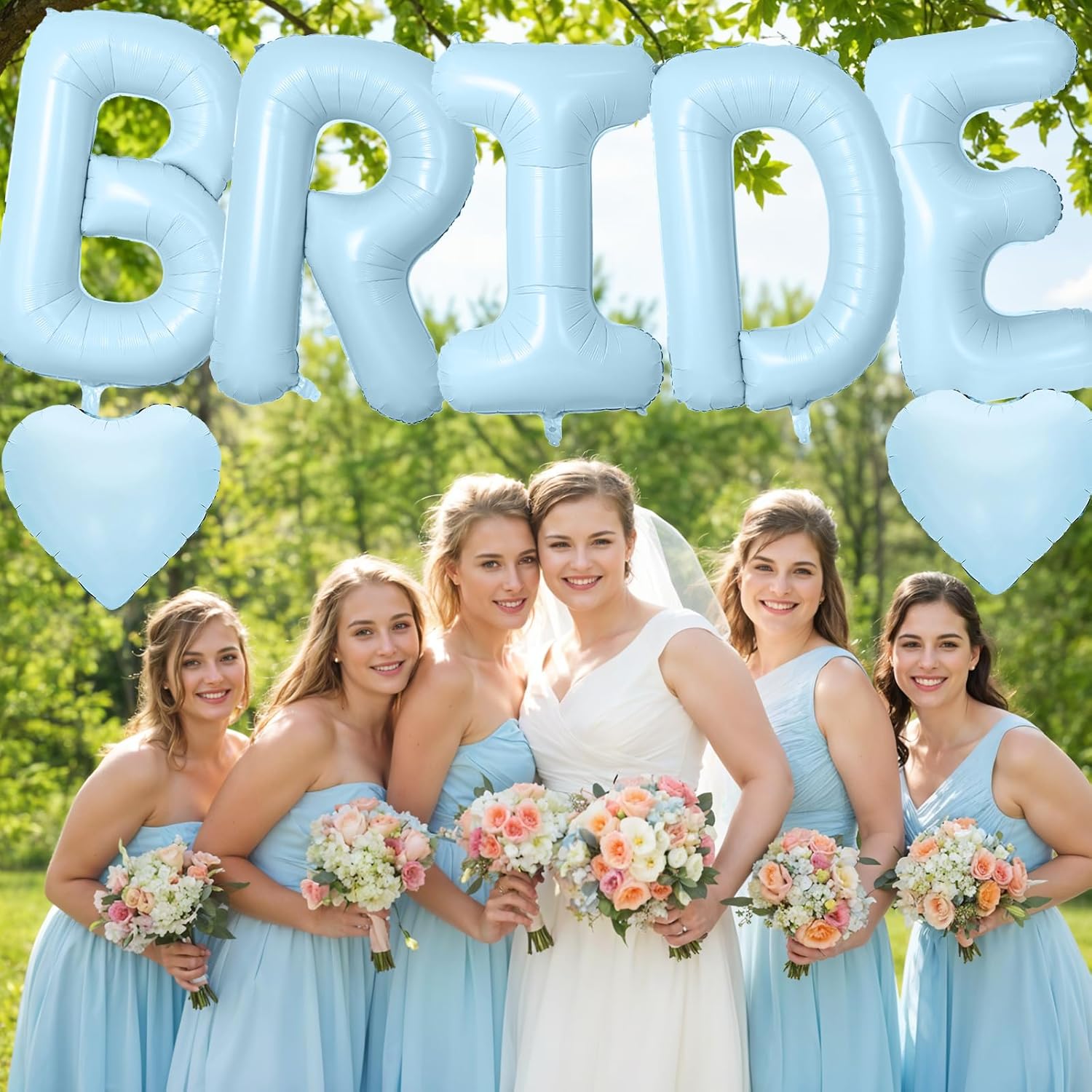 40 Inch Baby Blue BRIDE Letter Balloons Set