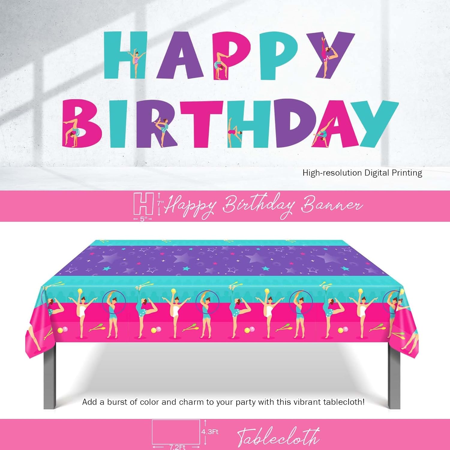 Gymnastics Birthday Party Tableware Set for Kids