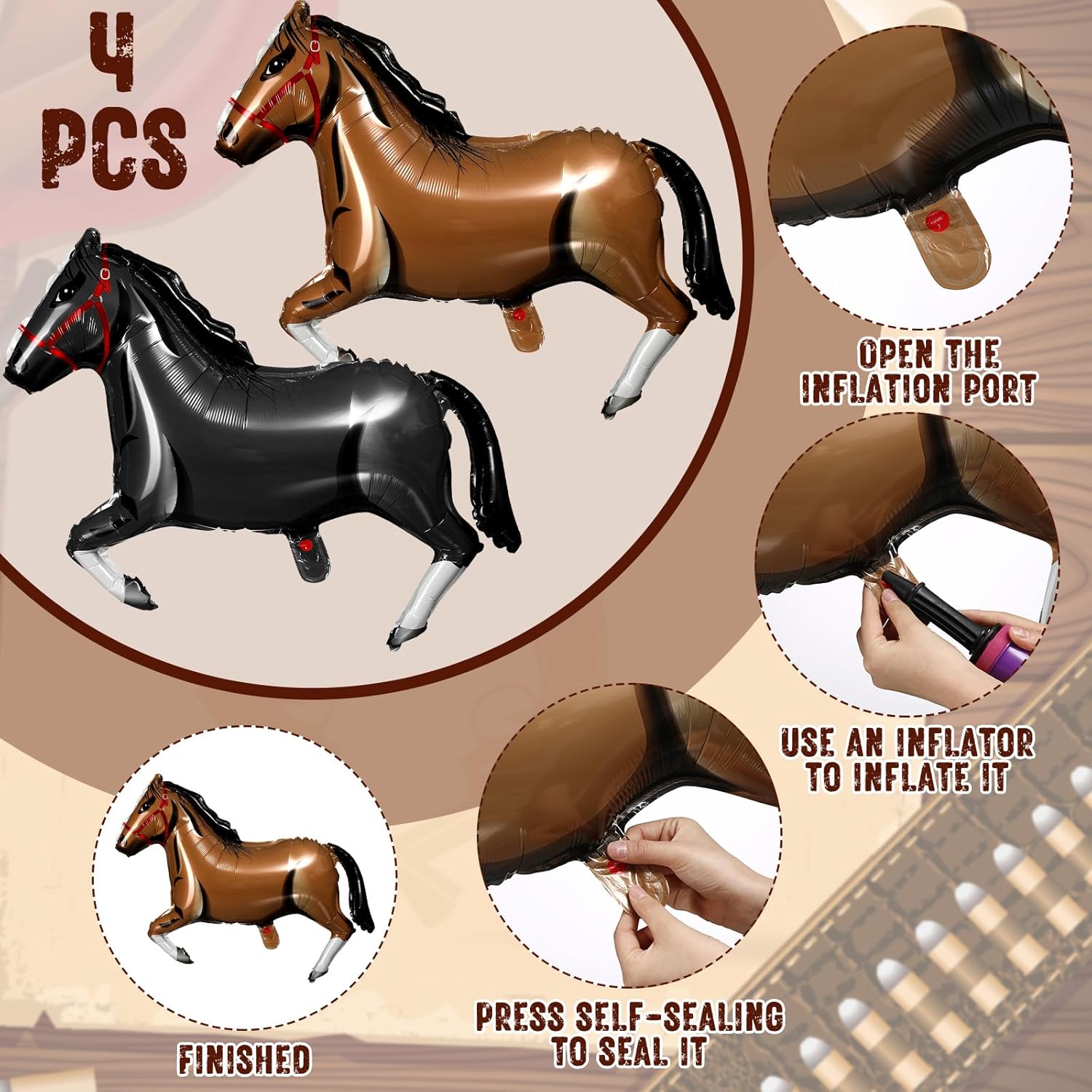 Hungdao 52 Pcs Western Balloons Decor Kit