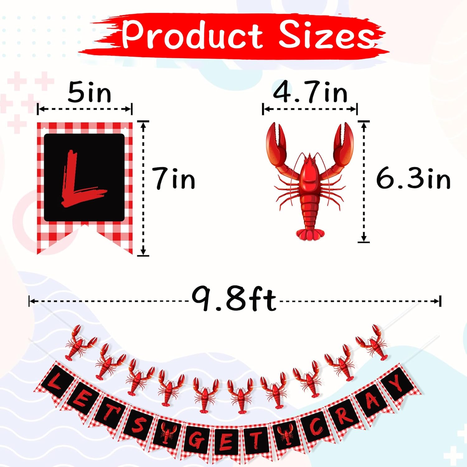 Lets Get Cray Banner for Crawfish Party Decorations