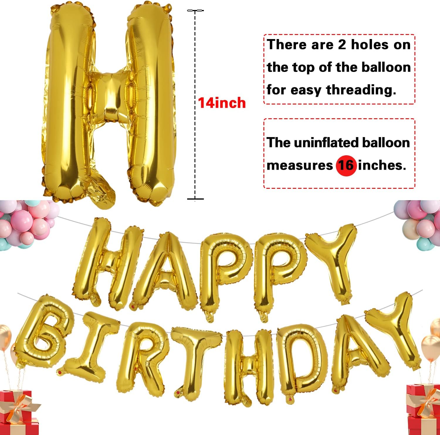 Accevo Happy Birthday Balloons 16 Inch Mylar Decorations