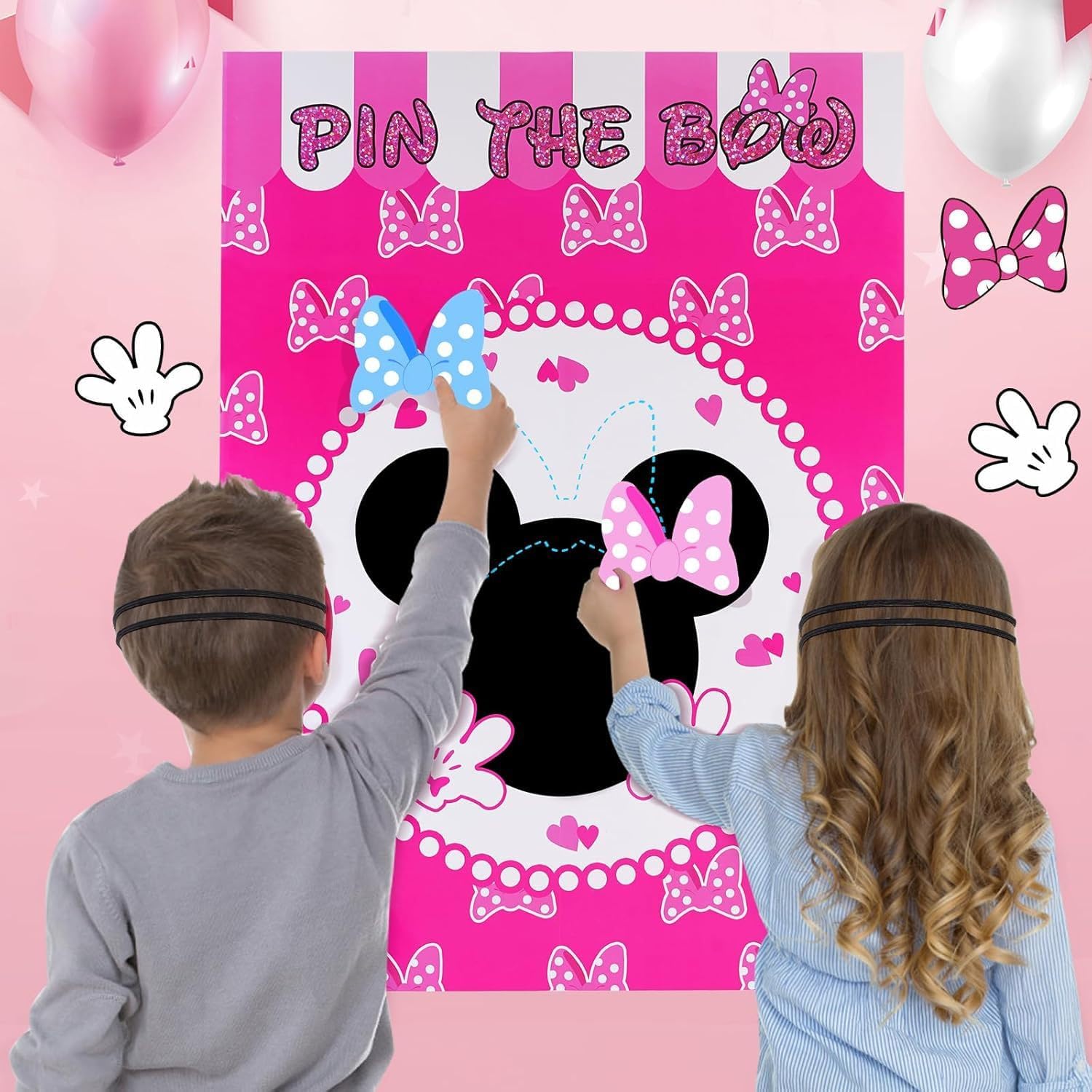 Cute Mouse Birthday Party Decor Kit with 24 Bow Stickers