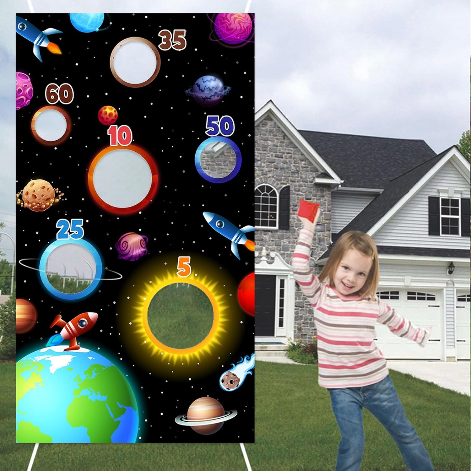 Outer Space Toss Game Poster with Bean Bags