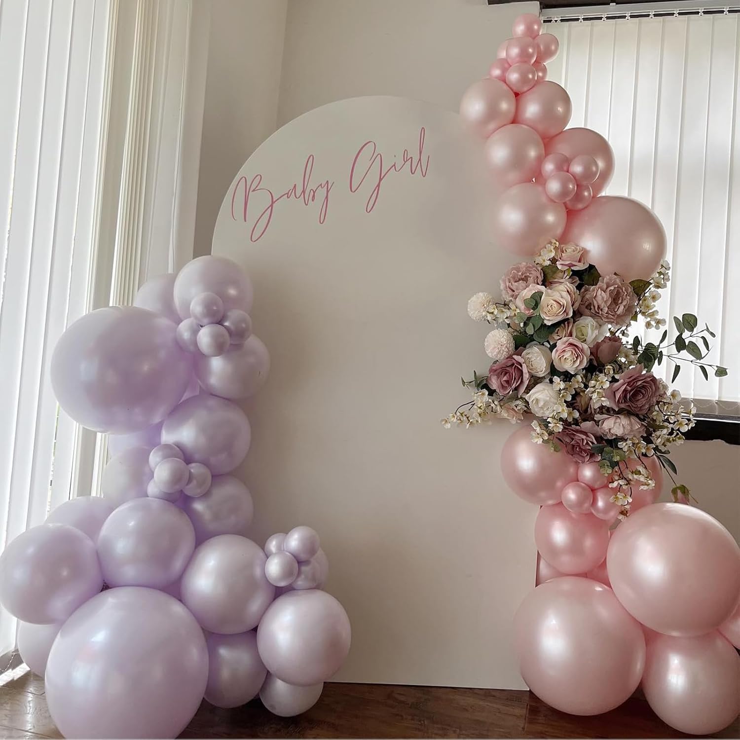 OTLGEUA Pearl Pink Balloons 98PCS Double Stuffed Garland Arch Kit