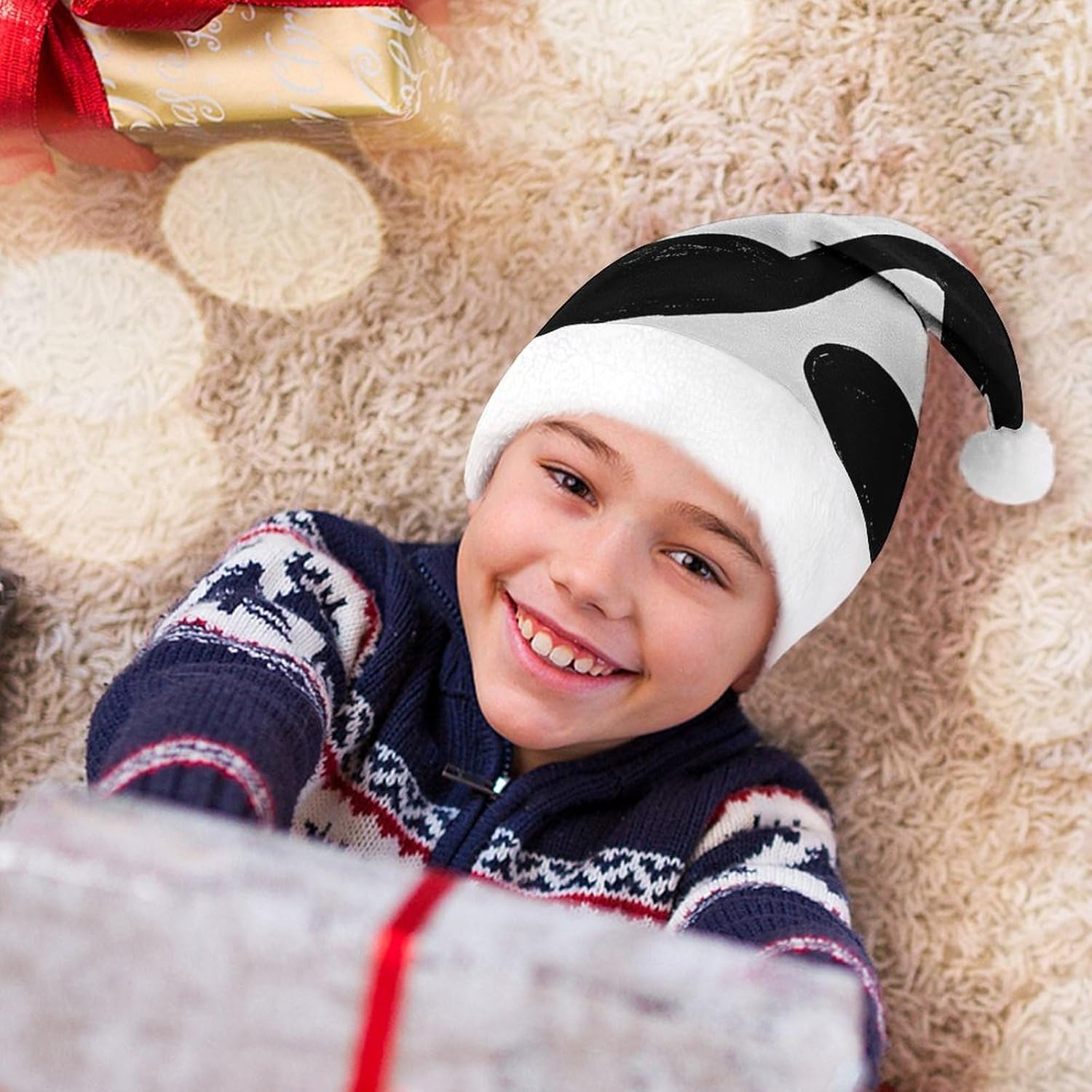 Santa Hat Black And White Music Note Christmas Headwear