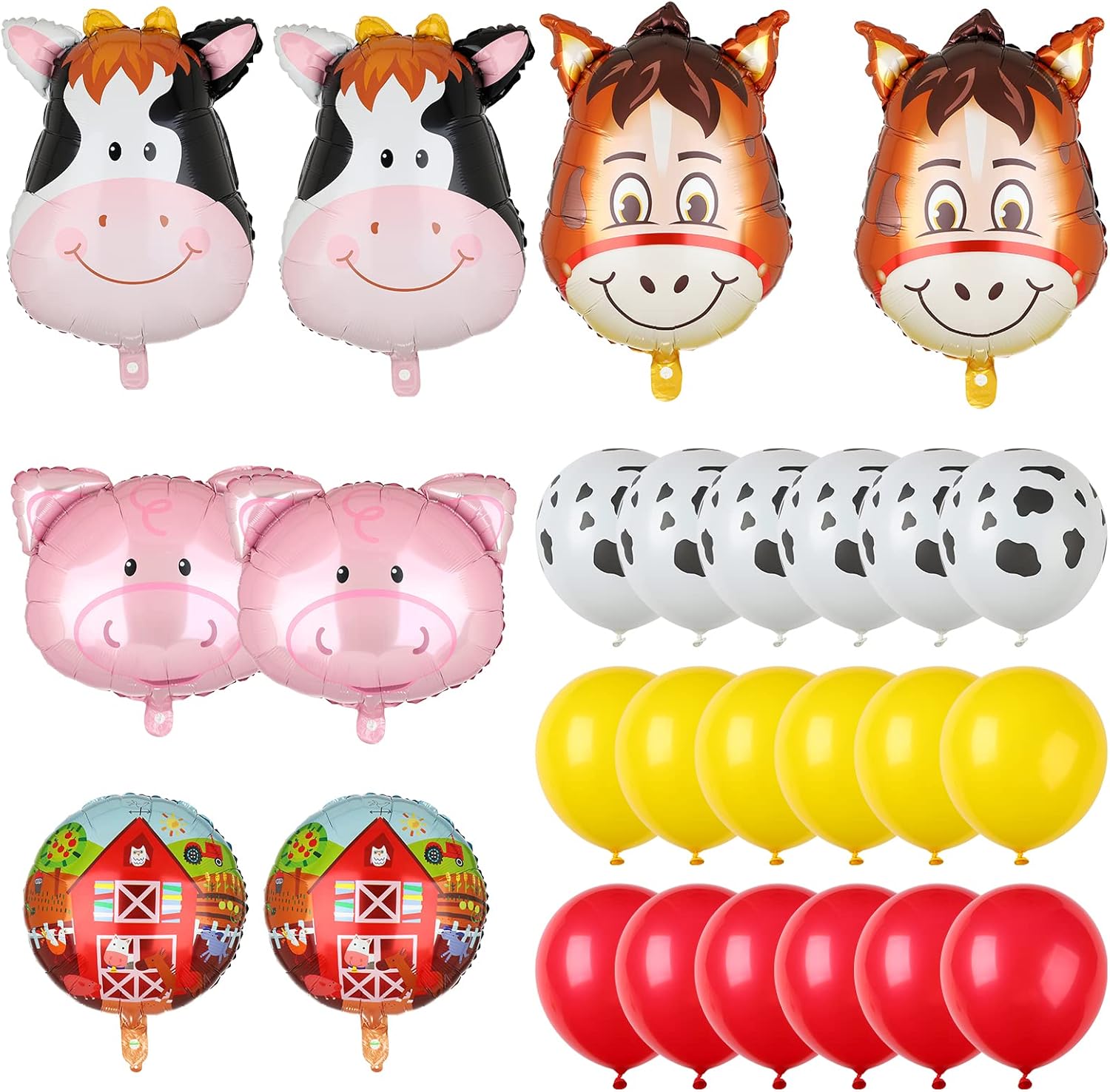 Farm Animal Balloons Set Pig Cow Horse Donkey
