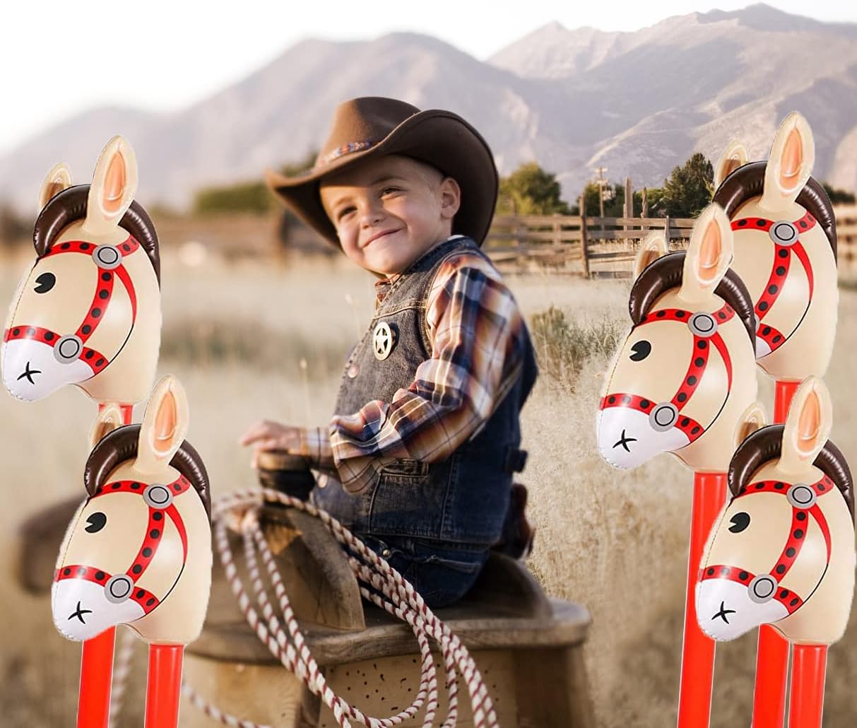 4PCS Inflatable Stick Horses for Parties and Birthdays