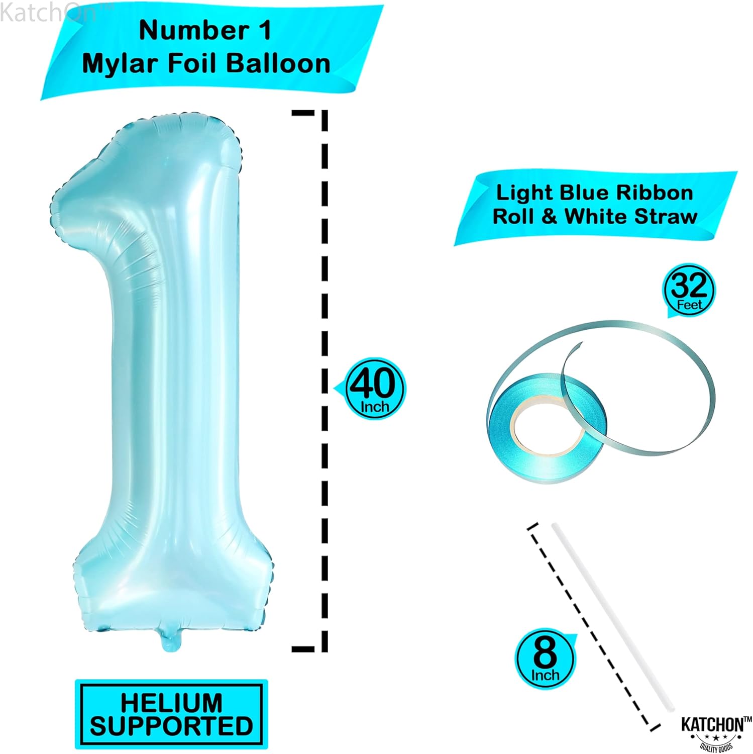 KatchOn Light Blue 1 Balloon - Pack of 3