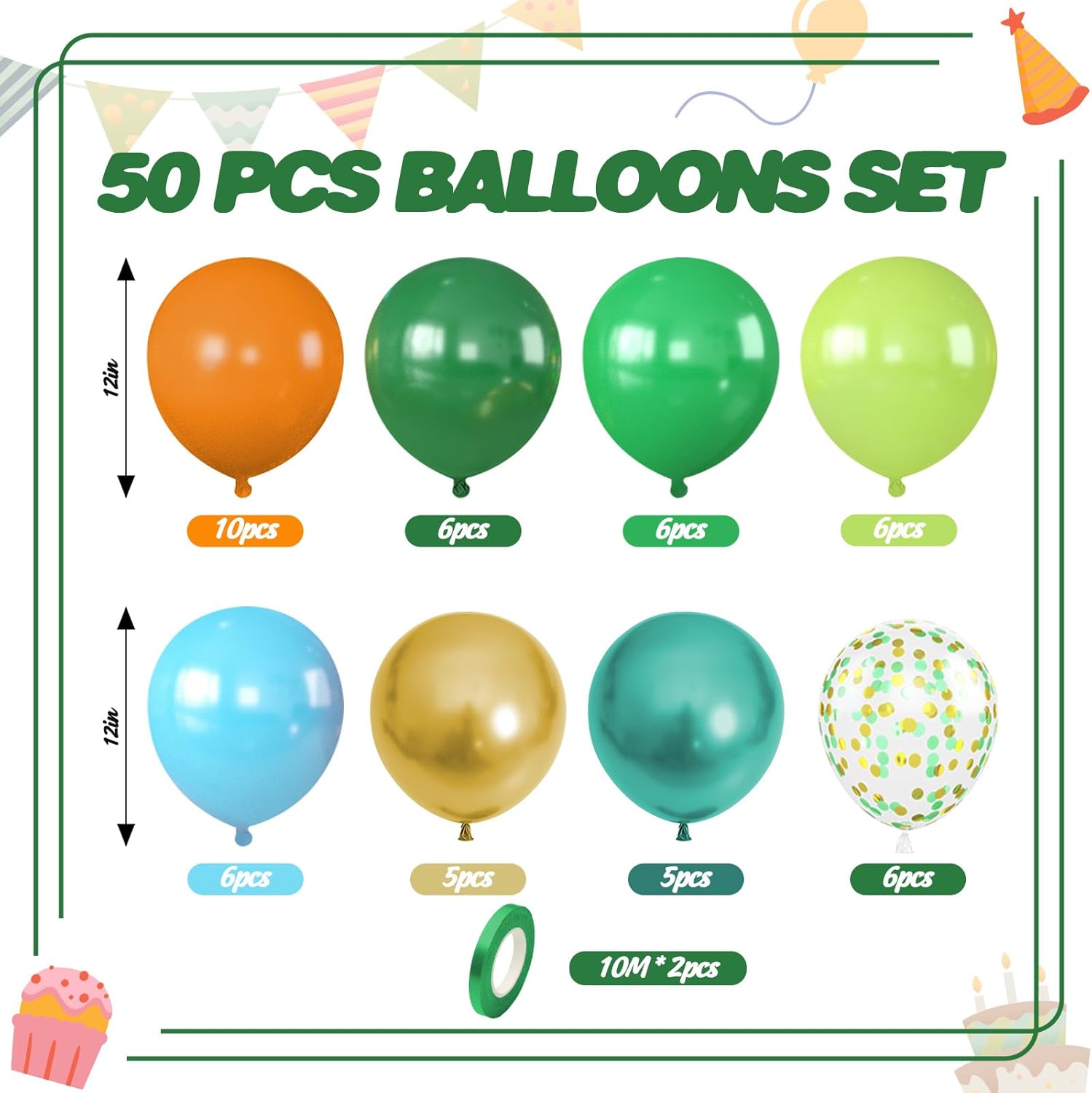 Cudory Dinosaur Balloons 50 Pcs Party Decor