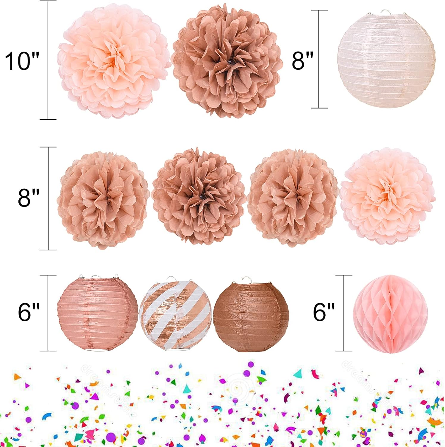 Rose Gold Party Decorations 13 Pcs Hanging Set