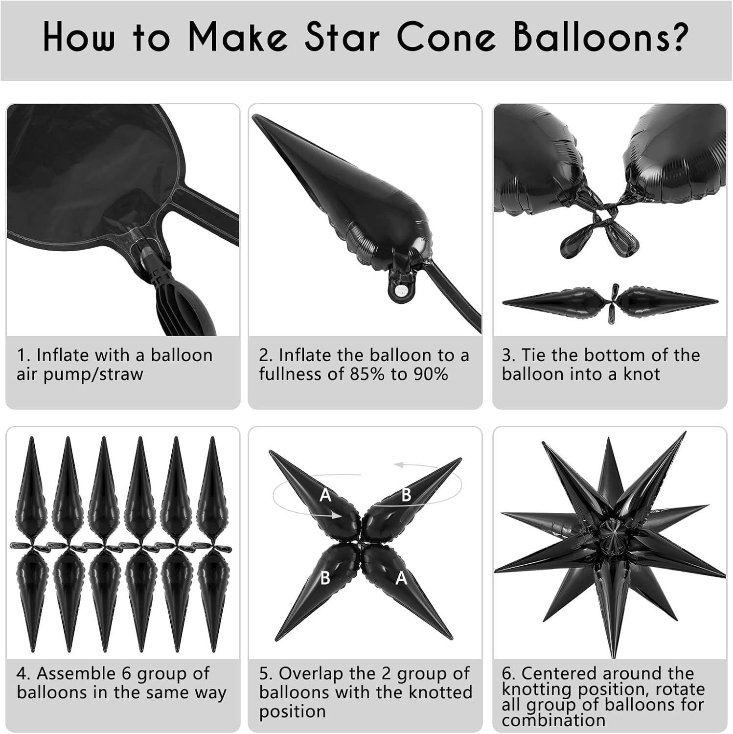 72 Pcs Black Star Foil Balloons for Party Decor