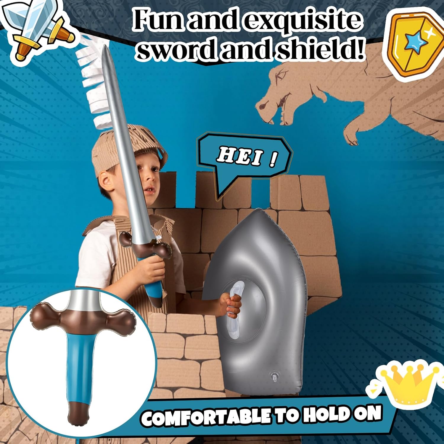 Poen 24 Pcs Inflatable Sword and Shield Set