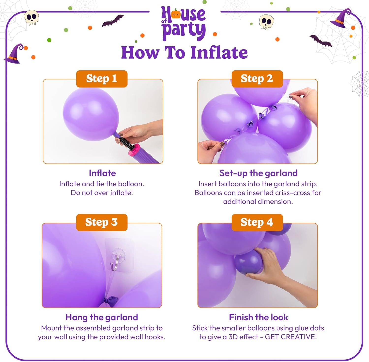 HOUSE OF PARTY 50PCS Halloween Balloons Arch Kit