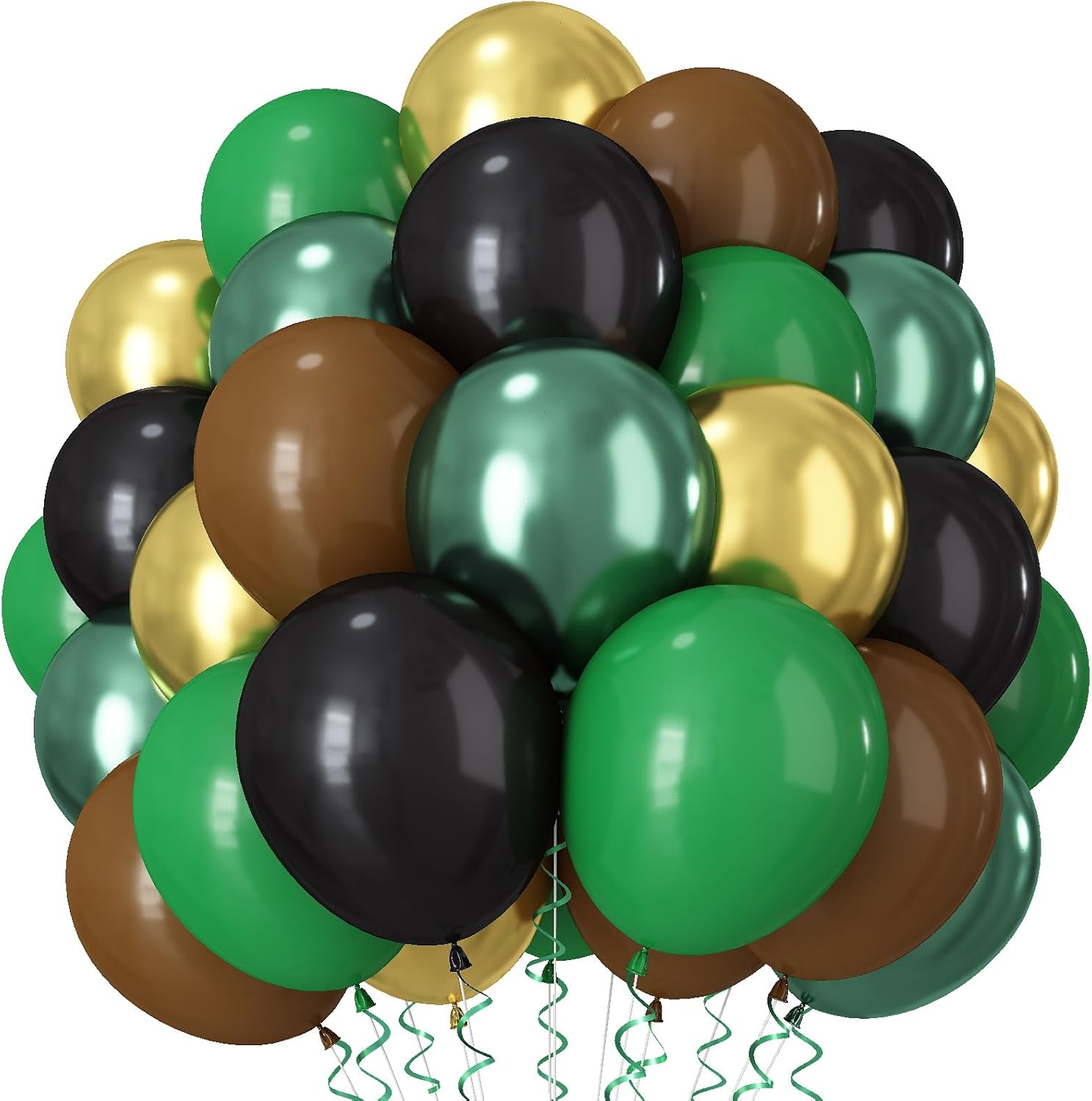 TAOYE 12 Inch 60 Pcs Green Brown Balloons Set