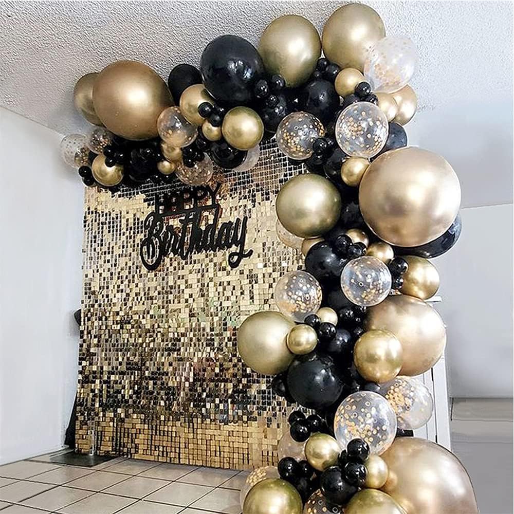 Beliueyes Black Gold Balloon Garland Arch Kit 121PCS