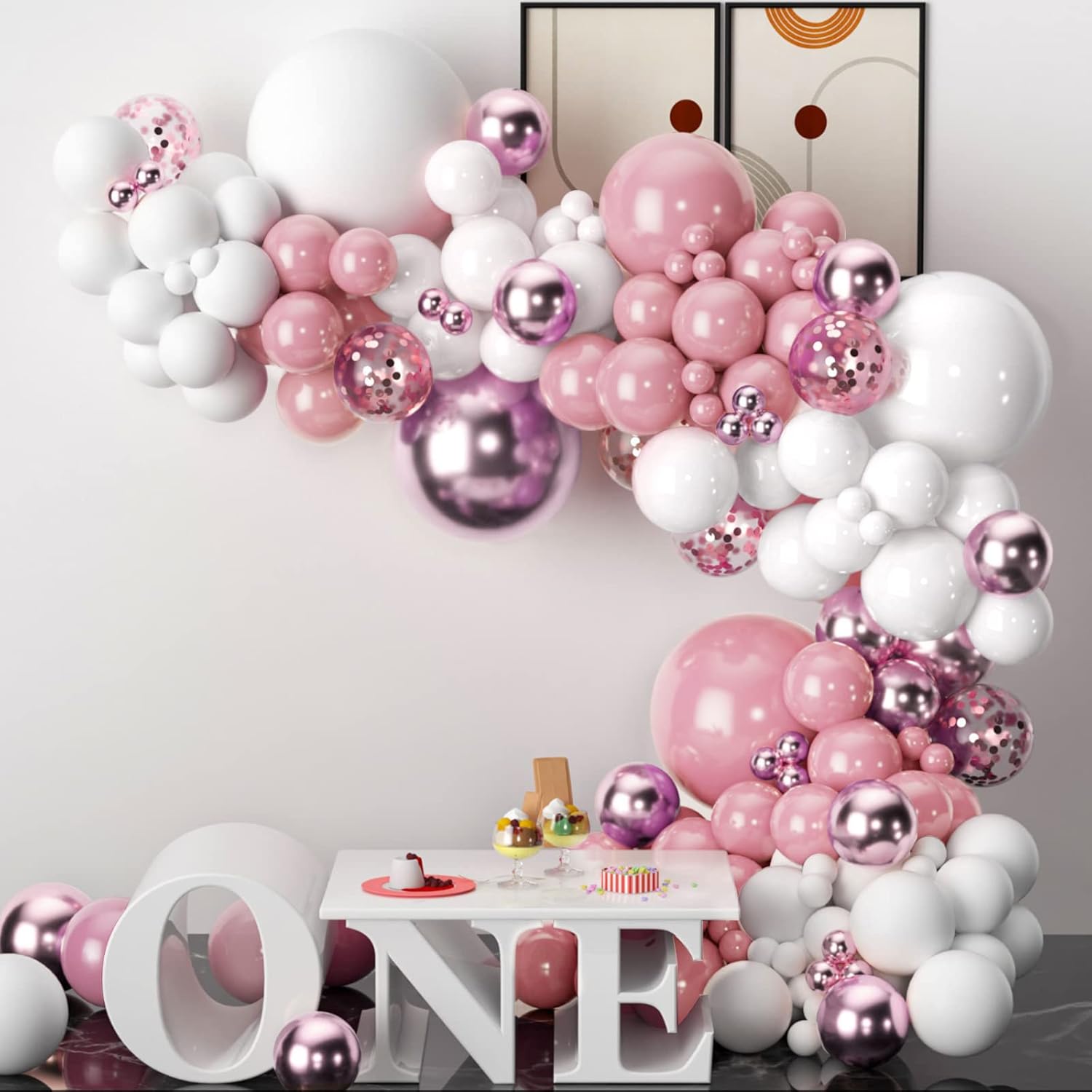 DIY Pink Balloon Arch Garland Kit 104pcs