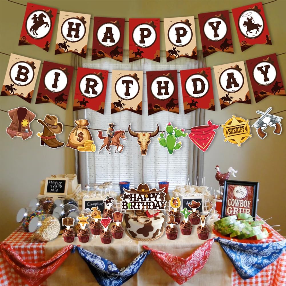 40PCS Cowboy Birthday Party Decorations Set