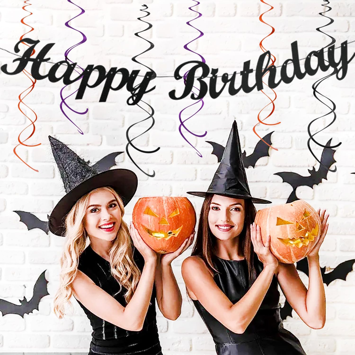 Black Purple Orange Halloween Birthday Decorations - 21pcs Party Kit