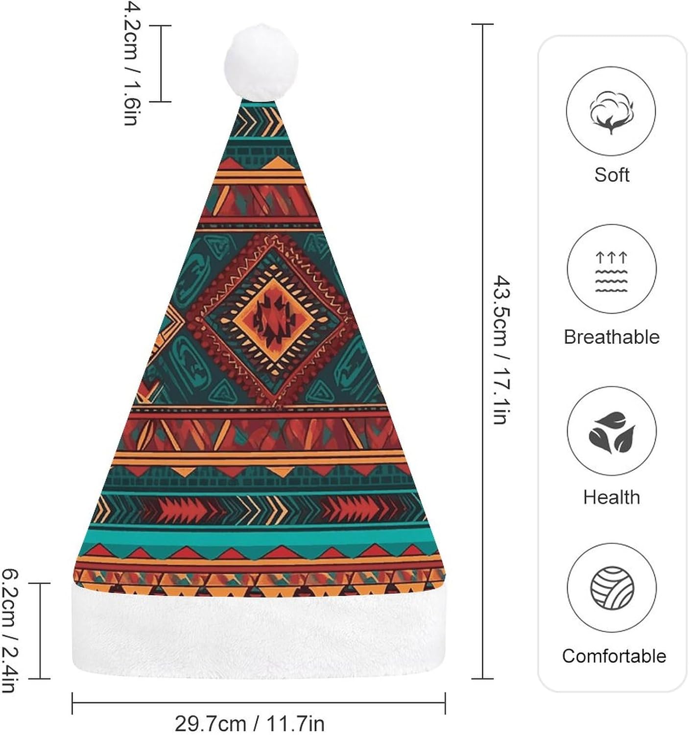 Santa Hat Ethnic Geometric Christmas Party Headwear