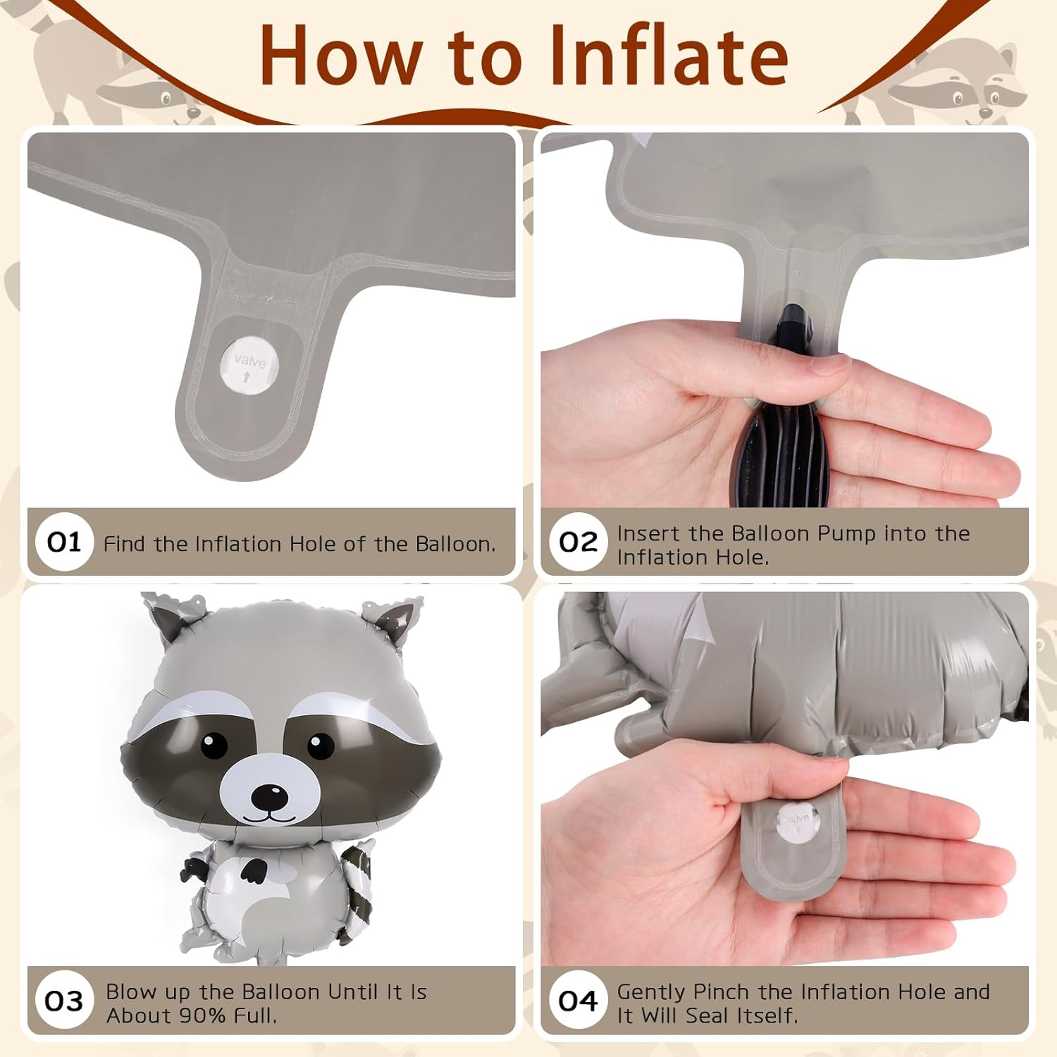 AIQINHU Raccoon Balloons 6 Pcs Foil Animal Decorations