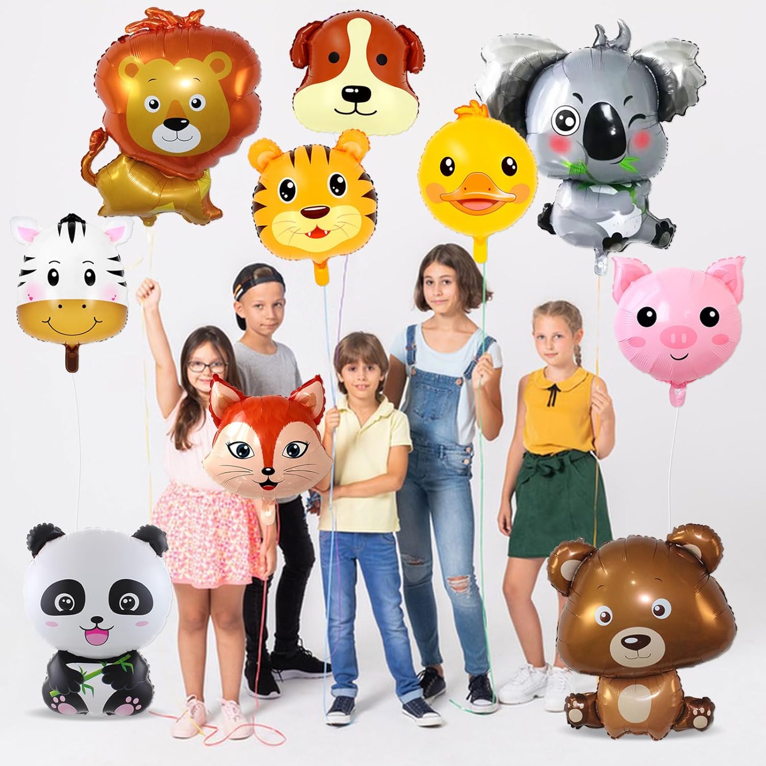 10 Pcs Safari Animal Balloons for Jungle Party Decorations