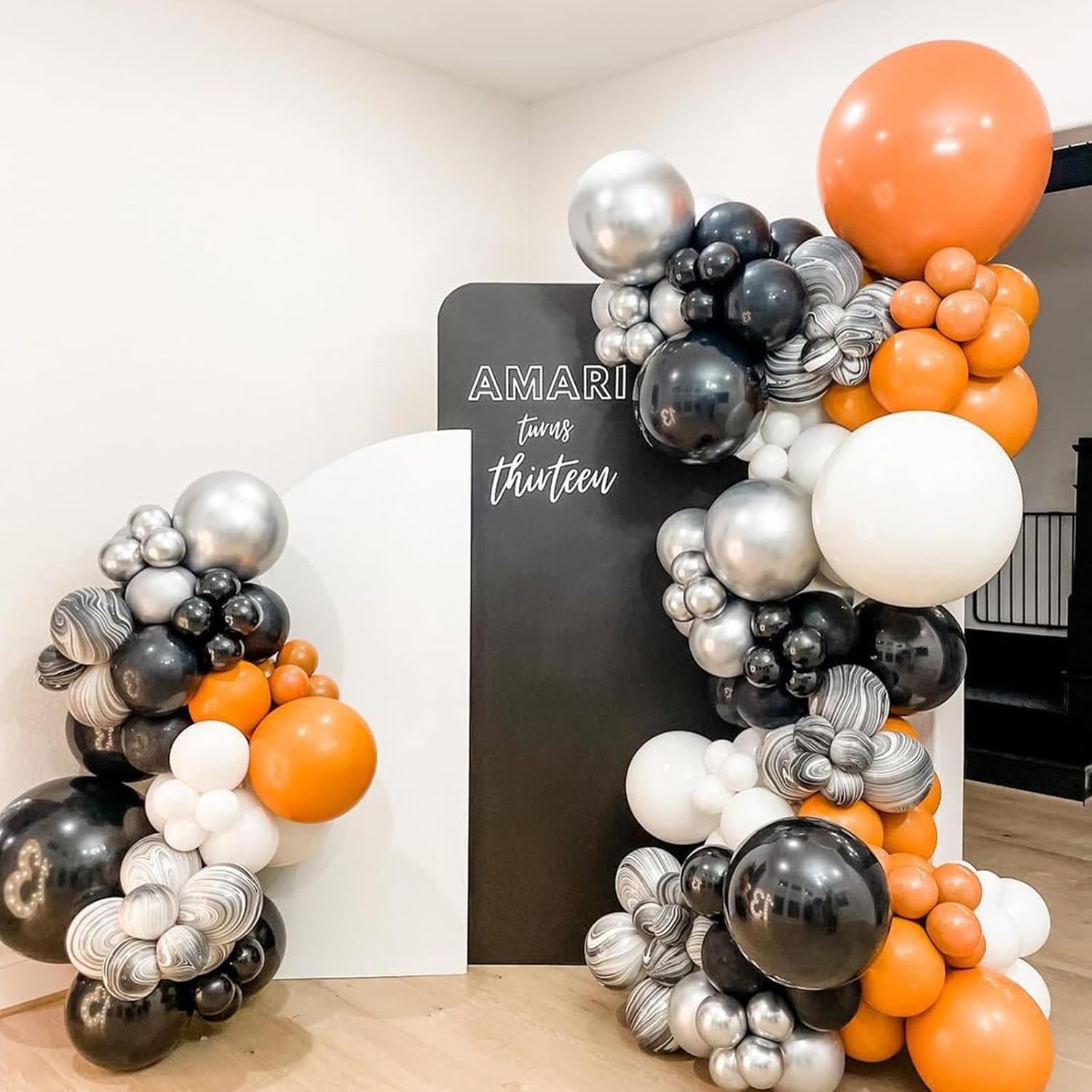 Halloween Balloons Arch Garland Kit 134pcs Orange Black Silver