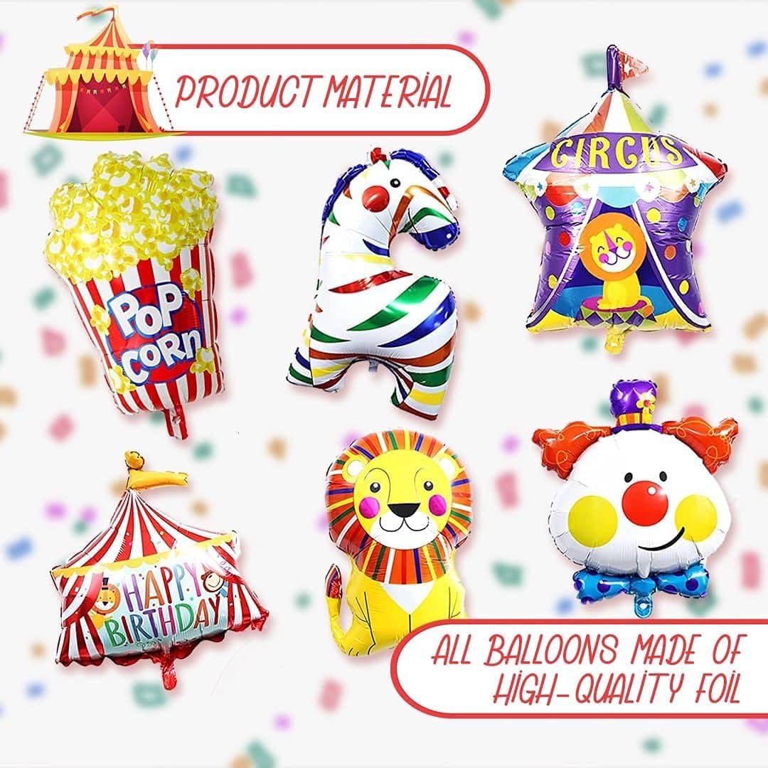6pcs Carnival Foil Balloons Circus Party Decorations