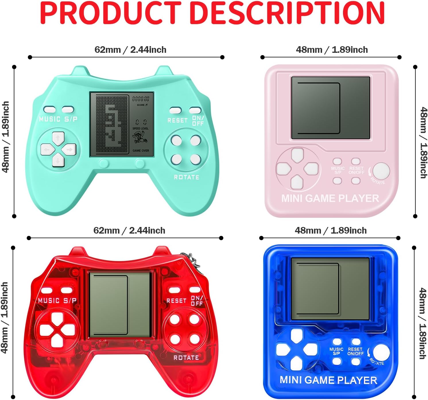 24Pcs Video Game Keychain Party Favors for Kids and Adults